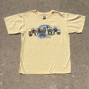 Vintage Chesapeake Bay Shirt Size S/M Anvil Y2K Lighthouses Tan Graphic Tee